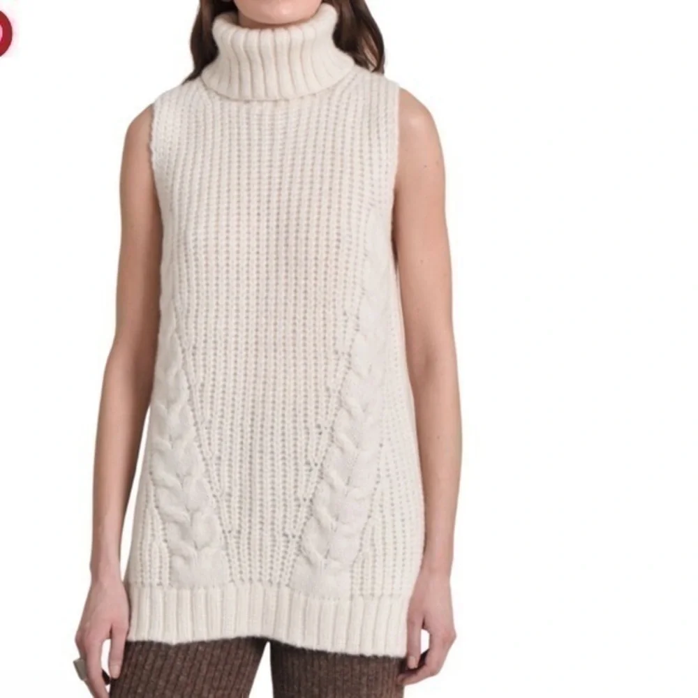 ELEVEN SIX Ivory Taylr Tunic Turtleneck Sleeveless Sweater - Picture 1 of 14